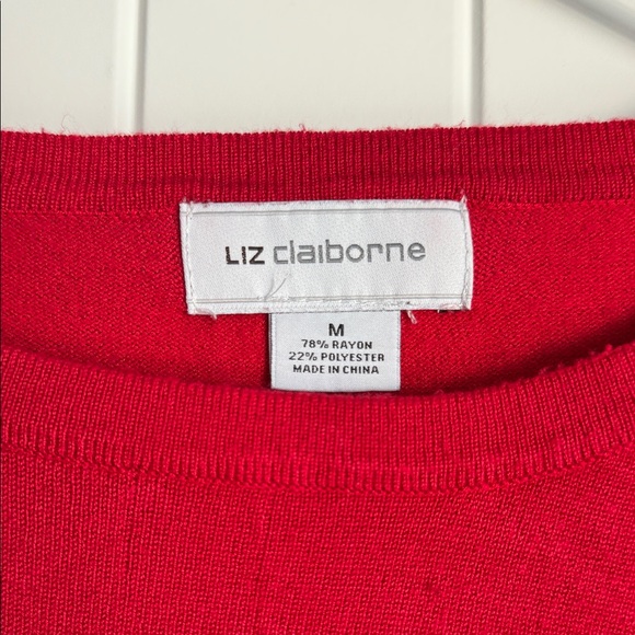 Liz Claiborne Red and Gray Striped Sweatshirt - Picture 2 of 6